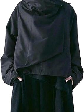 Cropped Black Cowl Neck Jacket